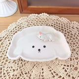 Cute Cartoon Dog, Rose, Duckling Ceramic Plate, Color Palette +Penholder Pen Washing Set   Brush Washing Bucket