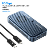 Acasis 80Gbps Thunderbolt 5 SSD Enclosure with Fan Cooling, JHL9480/RTL9210Chip for TB3/4/5 & USB4/3.2 Gen2, M.2 NVMe for Mac/PC
