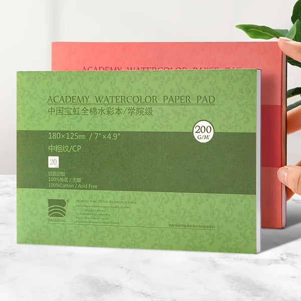 AOOKMIYA Watercolor Paper Pad 20 Sheets 7"x4.9",200 gsm for Ink Painting,Wet Media,Textured Surface Great,Sketchbook for Adults,Artists