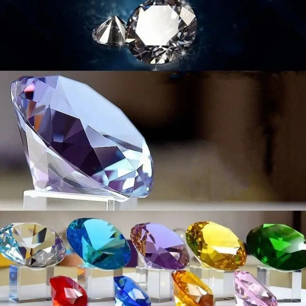 AOOKMIYA 10 Colors Crystal Diamond Shaped Paperweight Decorative Cut Glass Giant Gemstone Wedding  Home Desktop Decoration