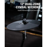 NEW!MAX Electronic Drum Set with Industry Standard Mesh Heads, 10'' Snare, 10'' Tom3, 12'' Crash, 450+ Authentic Sounds