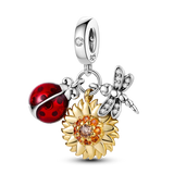 2025 Hot Sale Charms Bead 925 Sterling Silver Pink Butterfly Luminous Firefly Dangle Fit Bangle Bracelet Necklace DIY Jewelry