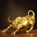 12cm Brass Ox Wall Street Bull Figurine Charging Stock Market Bull Statue Feng Shui Sculpture Home Office Decoration Gift