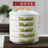 AOOKMIYA New Five-layer Covered Ceramic Palette Chinese Painting Pigment Watercolor Palette Calligraphy Ink Cartridge Art Supplies