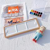 AOOKMIYA Supervision Palette Travel Portable Solid Wood Base Metal Paint Palette Easy To Clean and Durable Painting Art Supplies