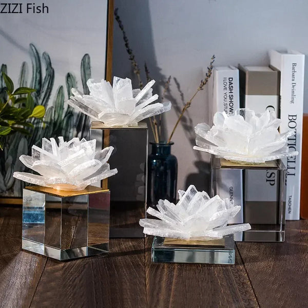 AOOKMIYA Transparent Flower Crystal Crafts Ornaments Living Room Decoration Crystal Base Flower Artwork Room Aesthetics Decor Furnishings