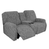 Recliner Loveseat Cover with Middle Console Sofa slipcover, Stretch Reclining Sofa Covers for 2 Seat Reclining Couch Jacquard
