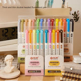 5-15 Colors Double Headed Highlighter Pen Set Fluorescent Drawing Markers Highlighters Pens Art Japanese Cute Pastel Stationery