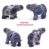Elephant Statue Natural Gray Agate Geode Crystal Carved Reiki Healing Stone Animal Figurine Handicraft Home Decoration Ornaments
