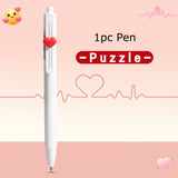 Deli NUSIGN Puzzle Cute DIY Gel Pen,Assorted Words Dual-Ball Smooth&Quick Dry,No Smudge 0.5 Black No Stress pen for kids student