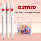 Cute NUSIGN Gel Pens Anti-Fatigue Grip Prevents Stains Black Ink ECO Letter Spelling DIY Pen Students Back to School Stationery