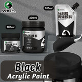 AOOKMIYA Marie's Black Acrylic Paint,1pc 100/300 ml 3.38 oz/10.1 oz,Creamy Texture Pigment for Rock,Wood,Canvas,Glass,Fabric,Walls
