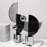 AOOKMIYA Glass Craft Transparent Geometric Ornaments Silver Ball Semicircle Abstract Decorative Figurines Home Decoration Accessories