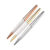50Pcs/Lot Crystal Ballpoint Pen Stationery Office School Supply Twist Open Metal Roller Rose Gold Free Customized Logo Name