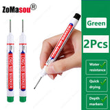 1-100Pcs 2cm Waterproof Long Head Markers Deep Hole Marker Pen for Metal Carpenter Red/Black/Blue/Green Ink Woodworking Tools