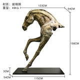 AOOKMIYA Horse head ornament, large floor-to-ceiling sculpture, sales office hall decoration, fiberglass handicraft decoration