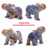 Elephant Statue Natural Gray Agate Geode Crystal Carved Reiki Healing Stone Animal Figurine Handicraft Home Decoration Ornaments