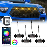 Automobile parts Car Eagle Eye LED Grill Light Universal Daytime Running RGB APP Control Grille Lighting Central Grid Off Road Warning Punch Free