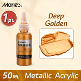 AOOKMIYA Marie's Deep Golden Metallic Acrylic Paint,1pc 50ml/1.7fl.oz,Water Resistant for Canvas,Wood,DIY,for Students,Artist,Adults