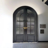 AOOKMIYA Craft arched curved circular curved door wrought iron glass bedroom retro door