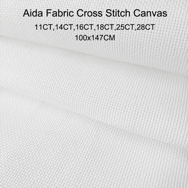 AOOKMIYA Aida White Color Cross Stitch Fabric, Canvas, Cloth, DIY Handmade Sewing Embroidery,11CT,14CT,16CT,18CT,25CT,28CT, 100X147CM