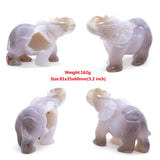 Elephant Statue Natural Gray Agate Geode Crystal Carved Reiki Healing Stone Animal Figurine Handicraft Home Decoration Ornaments