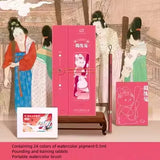 National Style Watercolor Coating Set Watercolor Pigment Filling Book Antique Mini Handbook Painting Decompression