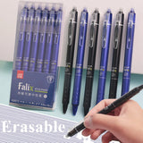 0.5mm Retractable Erasable Gel Pens Set with Refills Black Blue Gel Ink Built-in Eraser Office Supplies Exam Stationery Kit