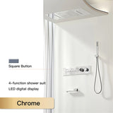 Luxury  black brass shower system wall-mounted LED digital display design Cold & hot dual-control 4-function ceiling shower Tap