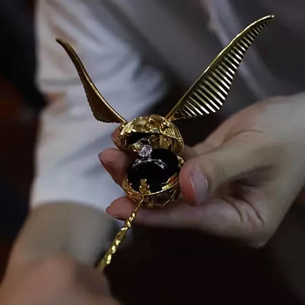 Golden Snitch Ring Box Proposal Diamond Box Wedding Rings Creative Jewelry Storage Boxes Exhibitor Birthday Gift for Girlfriend