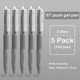5 Pack Retractable Gel Pens 0.5mm Quick-Drying Black Ink Smooth Writing Ballpoint Pens for School Office and Stationery Supplies
