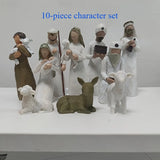 10 and 6 pieces, handicrafts, resin carvings, Thanksgiving, Nativity ornaments, Christmas figures, holiday decorations