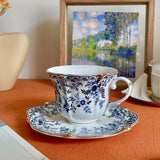 European Ceramic Blue and White Coffee Cup Butterfly Creative Blue and White Porcelain Mug Afternoon Camellia Flower Tea Cup New