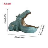 Resin Hippo Statue Sculpture Figurine Key Candy Storage Ornaments Container Decoration Home Table Decoration Accessories Gift