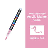 16 Colors Direct-liquid Acrylic Marker Pen Waterproof Pen Soft Brush Nib for Glass Stone Metal Glass Art Supplies Stationery