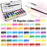 AOOKMIYA Watercolor Paint Set 50 Vivid Colors, Travel Watercolor Kits with Palette, Brush, Sponge, Ideal for Hobbyists,Art Supplies  AOOKMIYA.COM