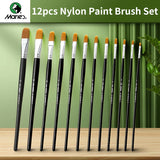 AOOKMIYA Marie's 12pcs Nylon Hair Filbert Brushes Kit for Oil,Acrylic,Gouache,Rocks,Watercolor,Crafts,Models,Canvas for Artists,Adults