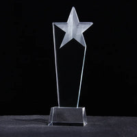 AOOKMIYA Customized Transparent Crystal Trophy, Five-Star, Creative Awards Ceremony, Competition Event, Craft Gift, Home Decorations, 1Pc