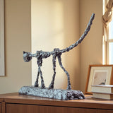 Antique Bronze Cat Statue Albet Giacometti Cat Sculpture Casting Animal Handcrafts Abstract Home Office Decor Gift Collection