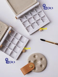 AOOKMIYA Empty mini PP watercolor paint box portable folding handmade ceramic palette with water bottle 12grid/24grid artist art supplies  AOOKMIYA.COM