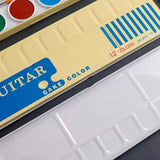 AOOKMIYA Japanese 12-color Opaque Solid Watercolor Paint Cake Pan with Built-in Brush Palette and Portable Watercolor Art Supplies