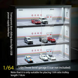 1:64 Scale Three-Story Car Garage Diorama with LED Lighting, DIY Parking Lot Model Kit for Adult Collectors, Birthday gifts