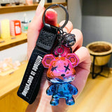 AOOKMIYA ART+ Creative Gifts Creative Electroplated XX Eyes Cartoon Bear Keyring Delicate Acrylic Animal Keychain Trend Car Bag Key Chains for Women Couple