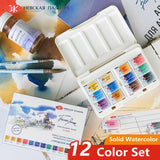AOOKMIYA Russian White Night 12-color Artist-grade Solid Watercolor Pigment Macaron/metallic Portable Watercolor Paint Set Art Supplies  AOOKMIYA.COM
