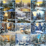 AOOKMIYA 218-378 Painting By Number Winter Landscape Home Decor For Unique Gift