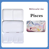 AOOKMIYA Portable Watercolor Iron Box Empty Twelve Constellation Pattern Three-fold Paint Storage Box Paint Palette Painting Art Supplies