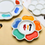 AOOKMIYA Plum Blossom Ceramic Palette Mixed Color Pigment Palette Round Ceramic Tray for Watercolor Gouache Painting Art Supplies