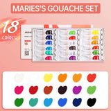 AOOKMIYA Marie's Gouache Paint Set,12/18/24/36 Colors x 12ml,0.4fl oz Tubes,Water-Based Pigment for Canvas,Crafts,Painting for Adults