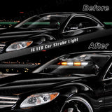 Automobile parts 16 LED Car Strobe Warning Light Assembly Front Windshield Emergency Lamp Yellow White Red Blue For Vehicles Trucks Waterproof