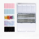 AOOKMIYA Large Empty Metal Watercolor Tin Palette 28/48 Grid Portable Solid Pigment Storage Box Portable Sketching Student Art Supplies